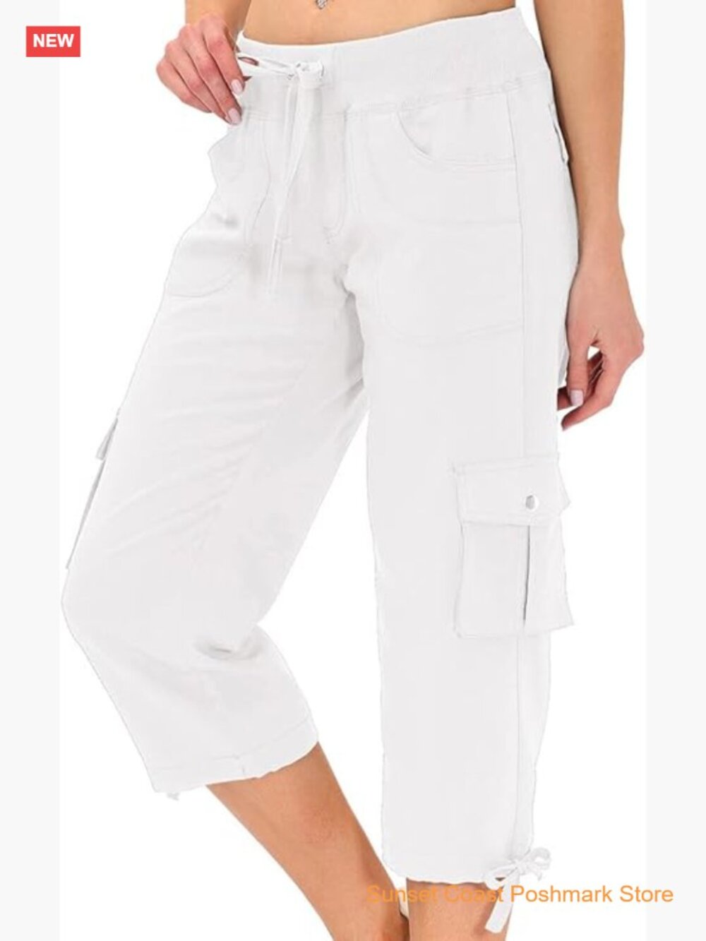 Womens Capris with Pockets Loose Fit Casual Capri Pants Baggy Cargo Pants for